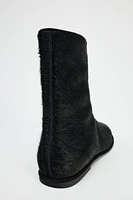 FURSKIN LEATHER ANKLE BOOTS