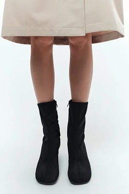 SQUARE TOE STRETCH HEELED ANKLE BOOTS