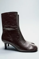 KITTEN HEEL LEATHER ANKLE BOOTS