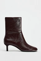 KITTEN HEEL LEATHER ANKLE BOOTS