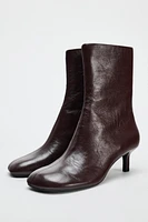 KITTEN HEEL LEATHER ANKLE BOOTS