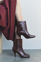 SQUARE TOE LEATHER ANKLE BOOTS