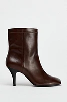 SQUARE TOE LEATHER ANKLE BOOTS