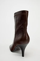 SQUARE TOE LEATHER ANKLE BOOTS