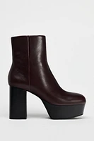 LEATHER PLATFORM ANKLE BOOTS