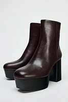 LEATHER PLATFORM ANKLE BOOTS