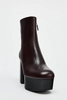 LEATHER PLATFORM ANKLE BOOTS