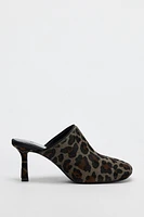 ANIMAL PRINT LEATHER MULES