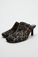 ANIMAL PRINT LEATHER MULES