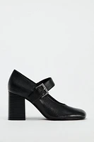 LEATHER BLOCK HEEL SHOES