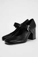 LEATHER BLOCK HEEL SHOES