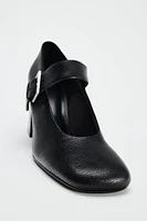 LEATHER BLOCK HEEL SHOES