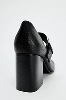 LEATHER BLOCK HEEL SHOES