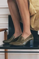 RUCHED LEATHER LOAFERS