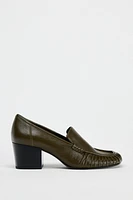 RUCHED LEATHER LOAFERS