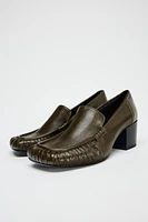 RUCHED LEATHER LOAFERS