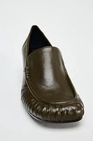 RUCHED LEATHER LOAFERS