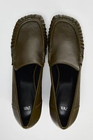 RUCHED LEATHER LOAFERS