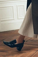 HEELED LEATHER LOAFERS