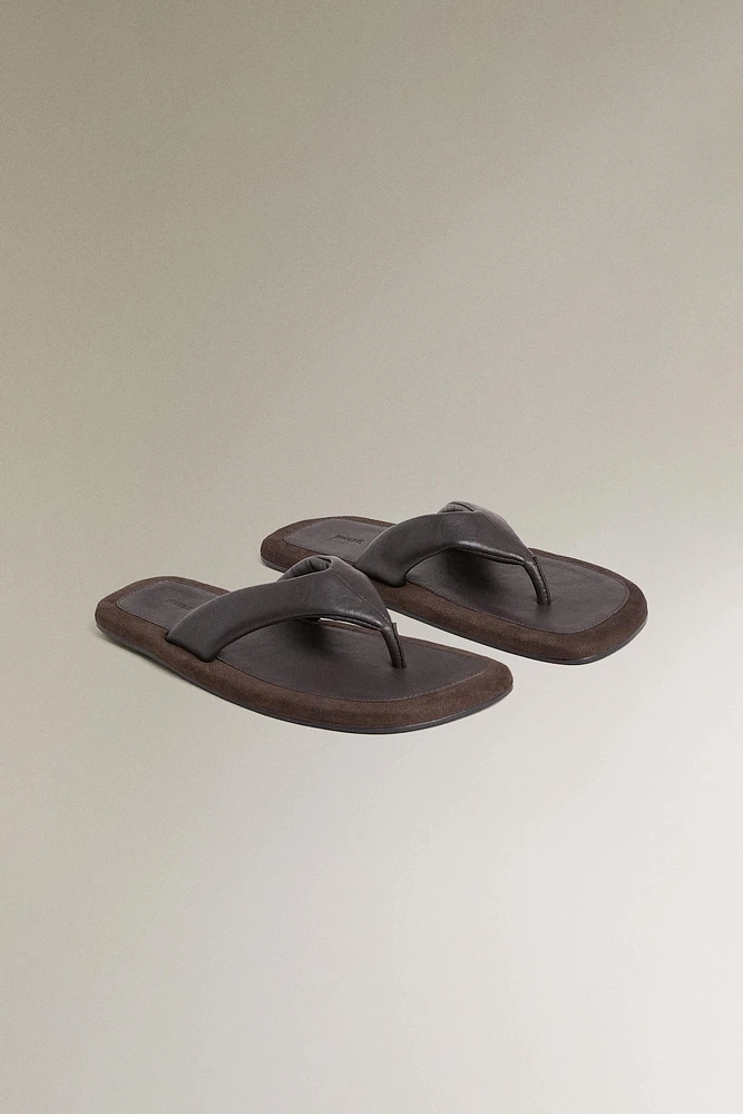 SANDALES PLATES CUIR CONFORT