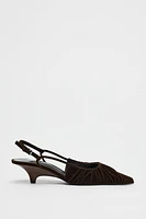 VELVET LOOK RUCHED SLINGBACK