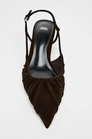 VELVET LOOK RUCHED SLINGBACK