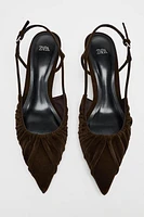 VELVET LOOK RUCHED SLINGBACK