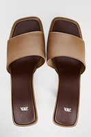 HEELED LEATHER SLIDES