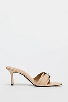 HEELED LEATHER SANDALS WITH BUCKLE