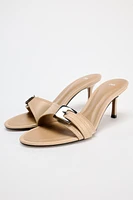 HEELED LEATHER SANDALS WITH BUCKLE