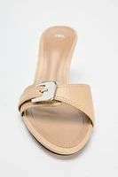 HEELED LEATHER SANDALS WITH BUCKLE