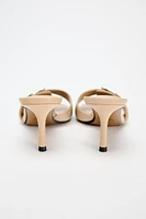 HEELED LEATHER SANDALS WITH BUCKLE