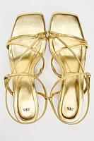 KITTEN HEEL METALLIC SANDALS