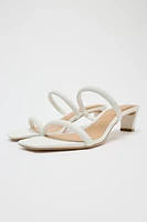 HEELED TUBULAR STRAP LEATHER SANDALS