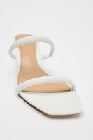 HEELED TUBULAR STRAP LEATHER SANDALS