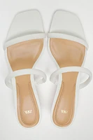 HEELED TUBULAR STRAP LEATHER SANDALS