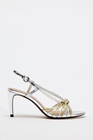 METALLIC KNOT STRAP SANDALS