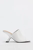 HEELED LEATHER SLIDES