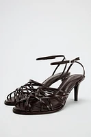 CROSS STRAP LEATHER SANDALS