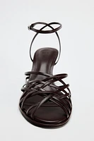 CROSS STRAP LEATHER SANDALS