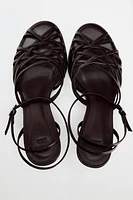 CROSS STRAP LEATHER SANDALS