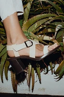 BLOCK HEEL LEATHER SANDALS