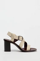 BLOCK HEEL LEATHER SANDALS