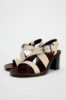 BLOCK HEEL LEATHER SANDALS