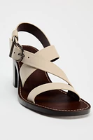 BLOCK HEEL LEATHER SANDALS