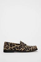 ANIMAL PRINT LEATHER LOAFERS