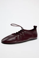 LEATHER LACE-UP BALLET FLATS