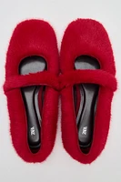 FAUX FUR BALLET FLATS