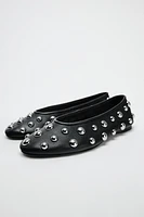 STUDDED LEATHER BALLET FLATS