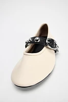 STUDDED LEATHER BALLET FLATS